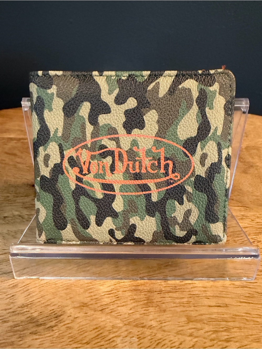 Von Dutch Men's Camo Leather Bifold Wallet - Green Camo